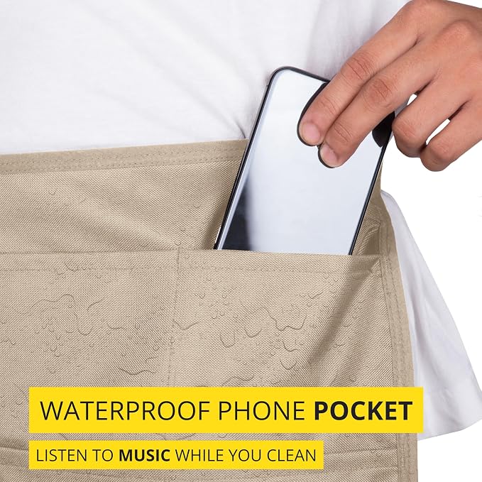 5-Pocket Waterproof Professional Cleaning Apron. Made for Pro Cleaners. Like a Cleaning Caddy Around Your Waist