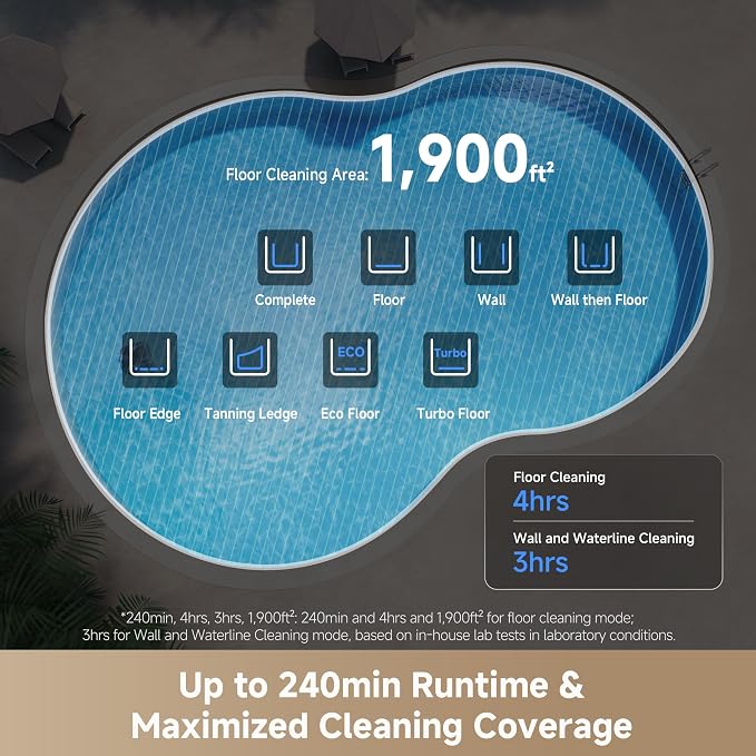 MOVA Diver A10 Cordless Robotic Pool Vacuum Cleaner with Fine Filter, 240min Runtime, Wall Climbing & Double-Pass Waterline Scrubbing, AI-Powered Edge Cleaning & Path Planning, Auto Parking, 8 Modes