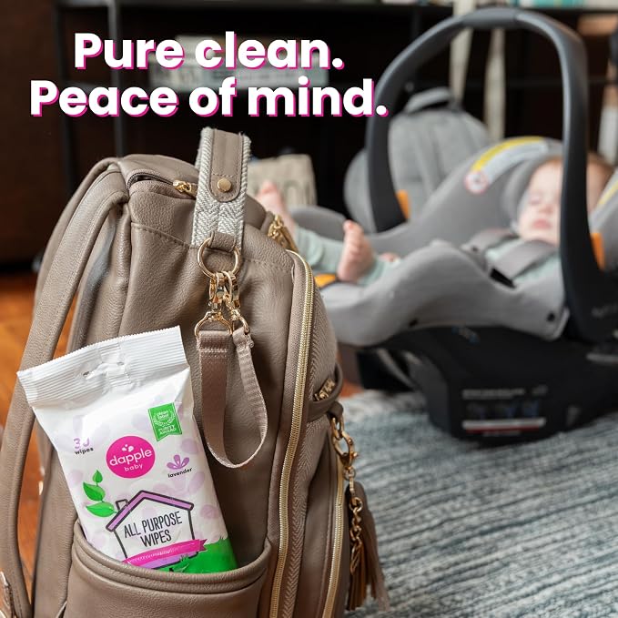 Dapple baby All Purpose Wipes, Hypoallergenic & Powered by Plants Cleaning Wipes, Hint of Lavender, 30 Count (Pack of 1)