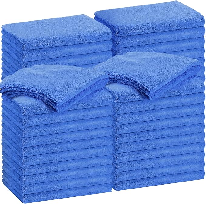 Shimeyao 30 Pcs Edgeless Microfiber Plush Towels for Cars Detailing Drying Wash Polishing Absorbent Cleaning Cloths, 500 GSM (16 x 24 Inch,Dark Blue)