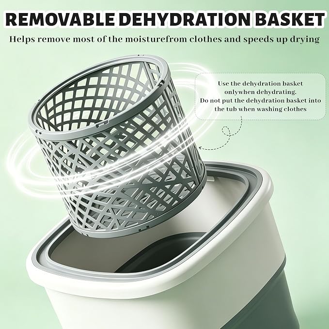 Portable Washing Machine, 50L Large Capacity Foldable Mini Washer with Spin Basket, Adjustable Wash 2–10 Min & Spin 1–6 Min Timer, for Apartment, RV, Camping, Dorm, Travel (Grey)