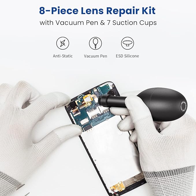 NEEWER 8-in-1 Lens Sucker Kit, IC Pick Up Vacuum Suction Pen with 7 Interchangeable Suction Cups Lens Repair Tool for Repair and Cleaning, Watches, and Electronic Components