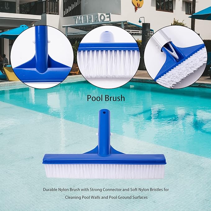 Portable Handheld Pool Vacuum with 3 - Section Pole Pool Maintenance Set Ideal for Cleaning Above Ground,Inflatable Pools spa hot tub Includes Pool Brush Pool Skimmer net Pool Chlorine Floater