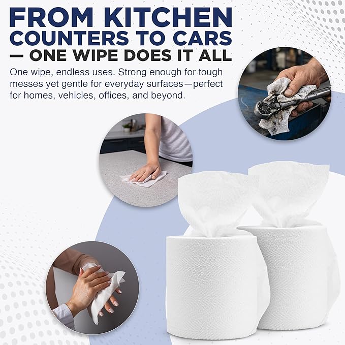Fresh Towel Mix-N-Wipe Dry Wipes Refill 2-Pack 220 Sheets, Make Your Own Wet Wipes, 6x9 Inch Center Pull Bulk Cleaning Wipes for Bucket Dispenser, DIY Multi Surface Wipes for Home, Garage, Car and Gym