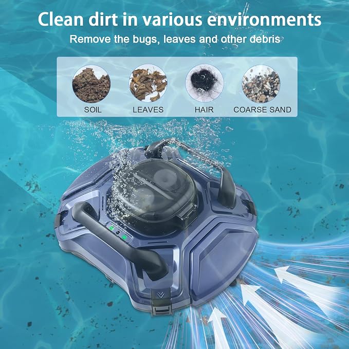 Cordless Robotic Pool Cleaner,Robotic Pool Vacuum Automatic Cleaning, Dual-Motor, Self-Parking,for Above/In Ground Swimming Pools (Rubber Stopper not Included)