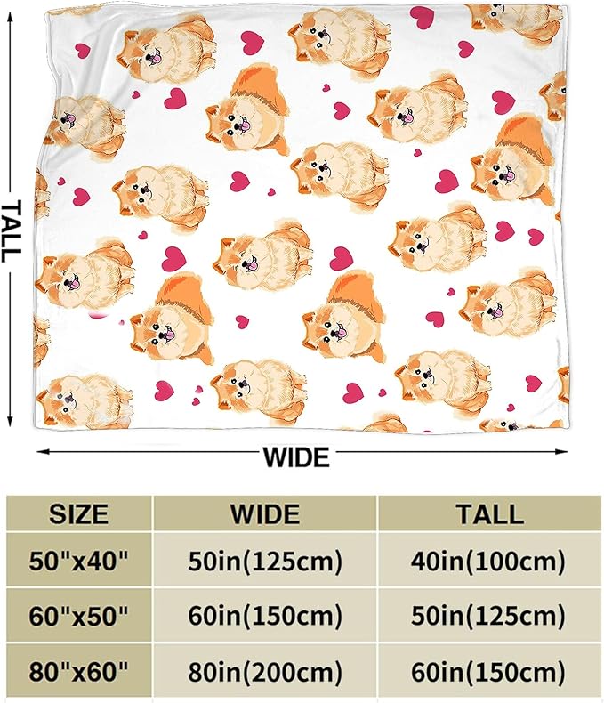 Pomeranian Gifts and Decor - Cute Dog Throw Blanket for Girls, Women, Kids, Adults - Soft, Warm, Cozy Fleece Blanket for Couch, Sofa, Bed - 60"x50"
