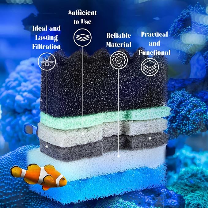 Threlaco 52 Pcs Replacement Filter Media Kit Compatible with Fluval 106/107 Aquarium Filters Include Biological Foams Ammonia Remover Phosphate Pads Nitrite Remover, Towel and Grease