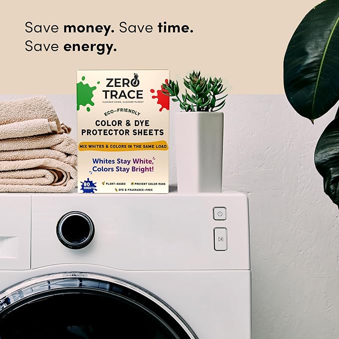 Zero Trace Fragrance Free Laundry Sheets with Color Catcher and Dryer Wool Balls Bundle