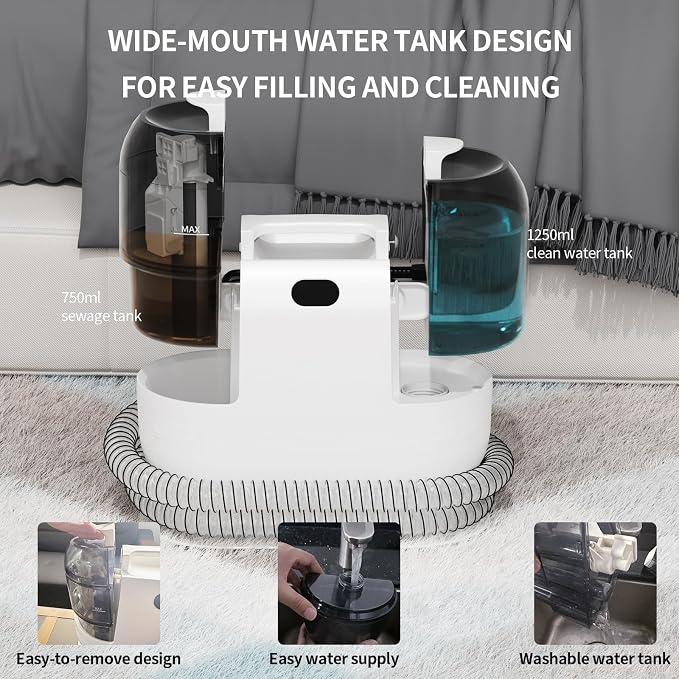 Multi-Purpose Portable Carpet Cleaner Machine, 18Kpa Suction Carpet Shampooer, Dual Tank Handheld Upholstery Cleaner for Couch, Car Seat, Rug, Mattress, 2 Cleaning Heads & Long Cord