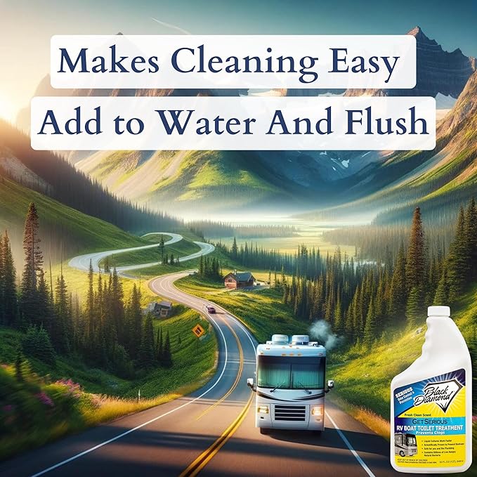 GET SERIOUS RV, Boat, Camper Chemical Toilet Holding Tank Treatment and Deodorizer. Works Faster Than Tablets or Packs in Grey and Black Water. Concentrated Stress Relief Fragrance. Eliminates Smells