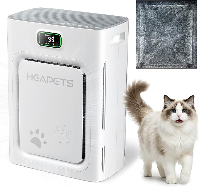 Pet Air Purifier for Home Large Room 2500 sq ft, H13 HEPA Washable Double-Sided Filter,Air Cleaner for Pet Hair Dander Odor Allergies Pollutant Smoke Dust,PM2.5 Air Quality Monitor,Auto Mode,P358 Grey