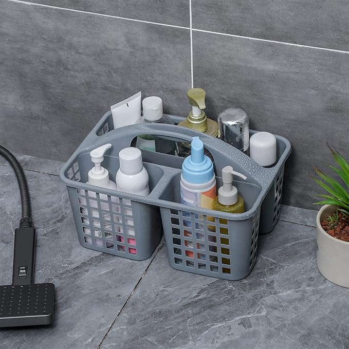 JiatuA Portable Shower Caddy Basket Cleaning Supplies Organizer with Handle Plastic Tote Storage Tool Bin for Bathroom Kitchen Bedroom College Dorm, Under Sink, Garden, Gray & Grey