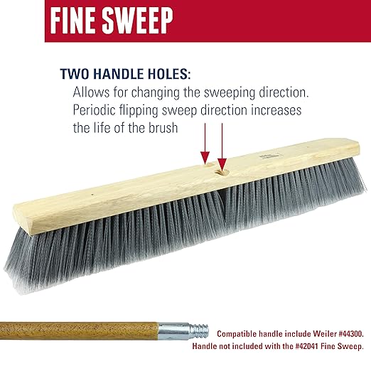 Weiler 42098 36" Fine Sweep Floor Brush, Flagged Silver Polystyrene Fill, Includes Brace