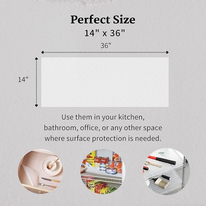 Performore Clear Waterproof Vinyl Wire Shelf Liners – 14”×36”, Non‑Adhesive Grip & Cut‑to‑Size Design – Anti‑Slip Protection for Kitchen, Pantry, Refrigerator – 5‑Pack