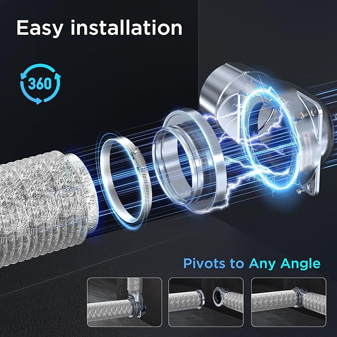 Magnetic Dryer Vent Coupling Easy to Clean Quick Connector Airtight Seal Dryer Vent Connector Kit Including a 2.6ft 4" Duct and two Clamps, DV90