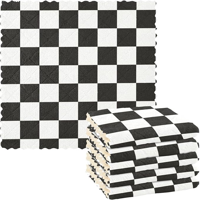 Checkered Black06 Kitchen Towels Dish Cloths Set of 6 Microfiber Cleaning Cloths for Cars Super Absorbent Machine