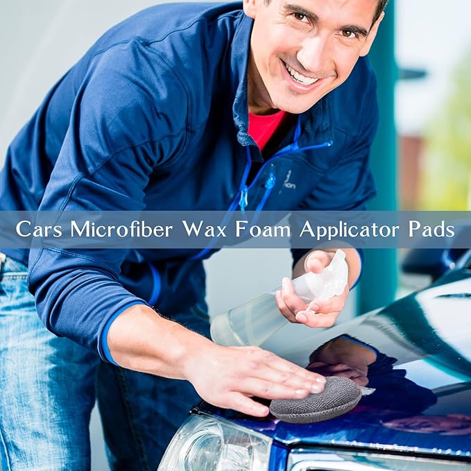 Tanlade 100 Pcs Car Detailing Microfiber Applicator Pad Wax Applicator Wash Microfiber Pads, 5 Inch Diameter (Grey)