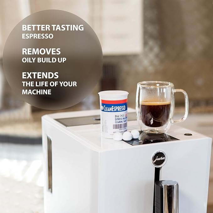 CleanEspresso - 25 Cleaning Tablets Designed For Jura Coffee Machines - 3.5g Dual Cycle Espresso Machine Cleaning Tablets for Jura Espresso Machines - Coffee Maker Cleaner