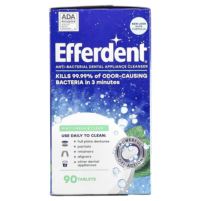 Efferdent Plus Mint Denture Cleanser Tablets 90 Ct (Pack of 3)