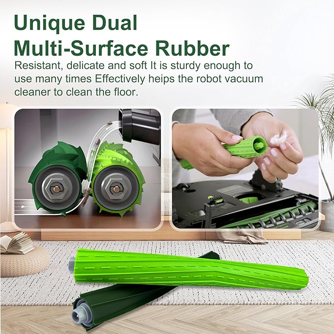 4 Set Multi-Surface Rubber Brushes,Replacement Parts Fit for iRobot Roomba s9 (9150) s9+ s9 Plus (9550) s Series Vacuum Cleaner