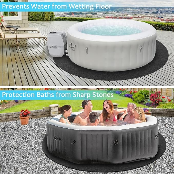 80 in Dia Round Hot Tub Mat for Inflatable Tub, Absorbent Hot Tub Pad with Waterproof Slip-Proof Backing Washable Ground Protector Floor Mat for 79" Dia Below Outdoor Indoor Hot Tubs