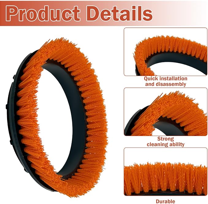 Commercial 237047 Nylon Carpet Orbiter Brush, 12" Diameter, Polypropylene Bristle Brush for ORB550MC Orbiter Floor Machine, Orange(2 PCS)