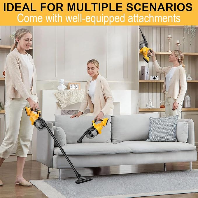 Cordless Vacuum for Dewalt 20V Battery, Handheld Vacuum Cleaner Stick Vacuum Shop Vac for Home Car Hardwood Floor Carpet with Washable HEPA Filter (No Battery)