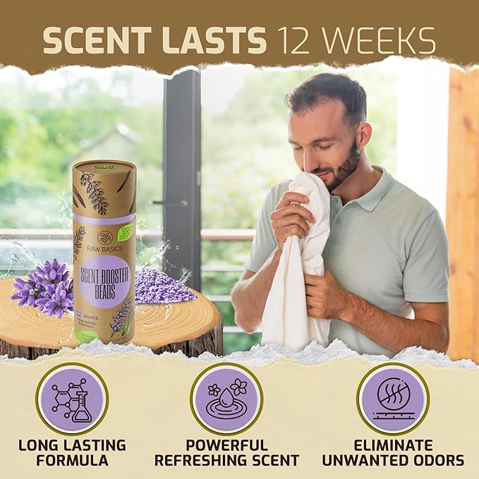 RAW BASICS Scent Boosters for Washer, Lavender Aroma, and Laundry Detergent Sheets, Ocean Breeze Scent
