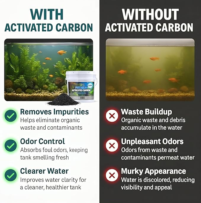 TradeGrade Activated Carbon Aquarium – 15lb Bucket Granulated Activated Charcoal for Fish Tank & Water Purification – High-Performance Aquarium Charcoal Filter Media for Crystal Clear Water