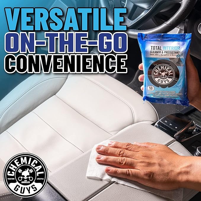 Chemical Guys Complete Total Interior Cleaner & Protectant Kit - 5 Items Including 16 oz Sprayable Total Interior Cleaner & Protectant, 50 Pack of Total Interior Wipes & (3) Microfiber Towels