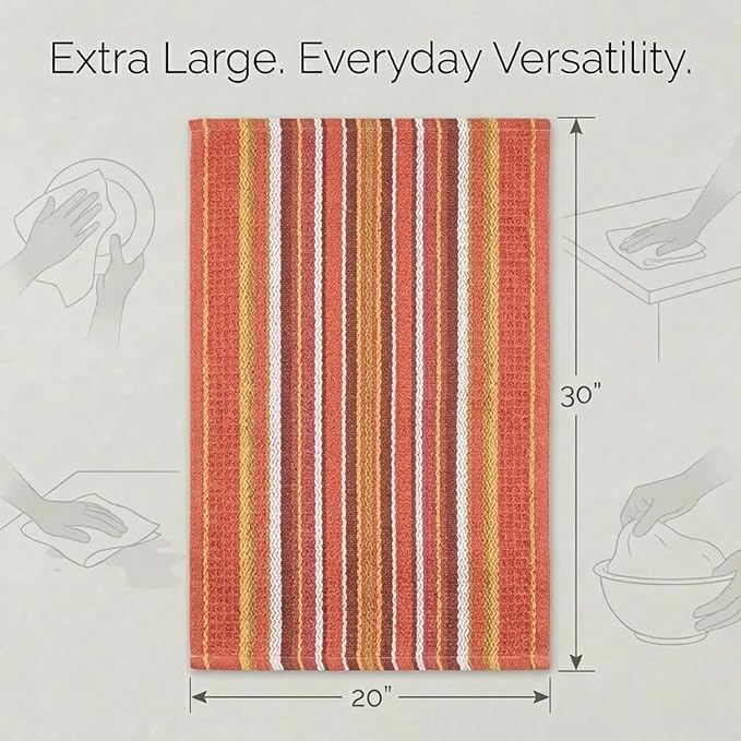Urban Villa Kitchen Towels 100% Cotton Dish Towels for Kitchen(Set of 6) 20”x30” Dish Cloths Highly Absorbent Kitchen Linen Set with Hanging Loop Perfect for Drying Dishes Cleaning Hand Towels - Rust