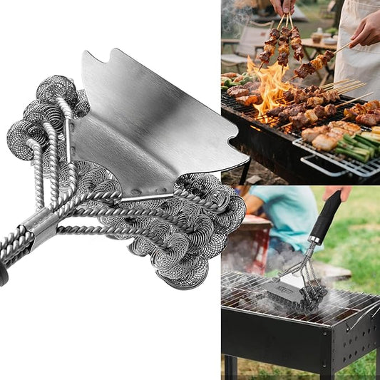 Bristle-Free Grill Brush - Efficient Grill Cleaner with Stainless Steel Scraper, Reinforced for Safety, Fits All Gas, Charcoal, Ceramic & Infrared Grills- BBQ Accessories–Gifts for Grill Wizard
