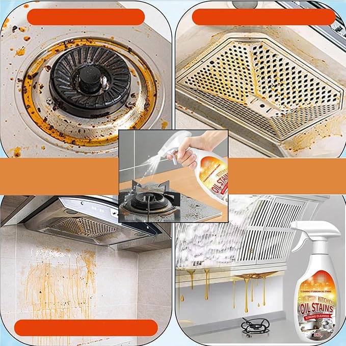 FIELL Heavy-Duty Kitchen Degreaser Foam Cleaner, Clean Kitchens Up Kitchen Oil Stains, Heavy Oil Stain Cleaner Kitchens, Degreaser Clean Heavy Duty, Multi Functiona Foam Cleaning Spray (2PC)