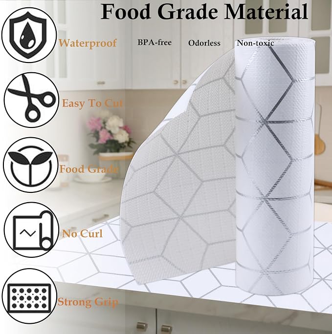 Shelf Drawer Liner Non Slip 10 Inch Wide X 20 Ft Non Adhesive Kitchen Cabinet Paper Liner Waterproof Pantry Shelves Closet Liner Strong Grip Refrigerator Cupboard Bathroom Shelf Mat Under Sink
