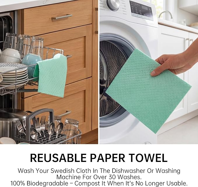 JOYMOOP Swedish Dishcloths, Cellulose Cotton Sponge Cloths, Multicolor, 8x7 Inches, 6 Pack, Diamond Pattern, Super Absorbent, Quick Dry, Odor Resistant, Lint Free, Scratch Free