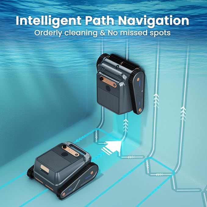U8 Cordless Robotic Pool Cleaner, Pool Vacuum for Inground Pools, Wall & Waterline Cleaning, 150min Battery Life, Intelligent Route Planning, for Inground Pools