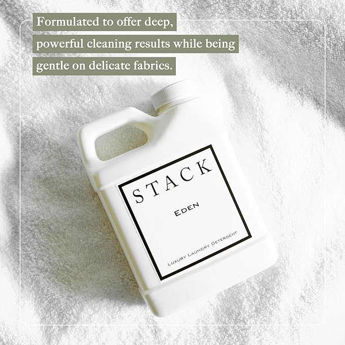 STACK Eden Luxury Laundry Detergent - Premium Scented Laundry Detergent for HE & Standard Washers - Infused with Passion Fruit & Mint - Paraben & Dye Free - Gentle & Effective Cleaning - 16 oz