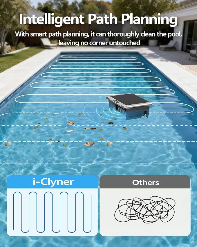 T1B Solar Powered Pool Skimmer Robot, Automatic Robotic Pool Surface Skimmer Cleaner with 24/7 Cleaning, Dual Charging Modes, Auto-Dock, Inground & Above-Ground Pools