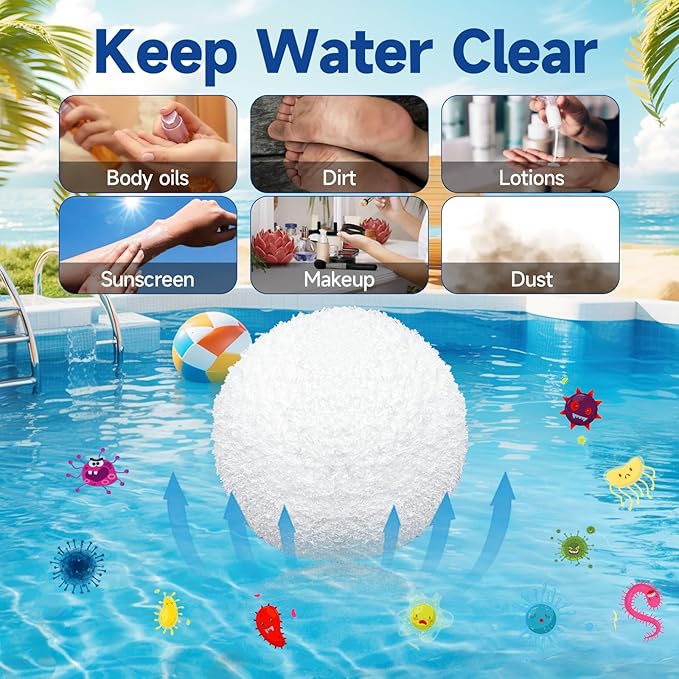 8 Pack Scum for Spas Hot Tub & Pool - Reusable Hot Tub Scum Absorber Washable Floating Pool Oil Absorber Sponge Scum Removal Cleaner Balls for Pool & Bathtub Removes Scum, Oils, Lotions