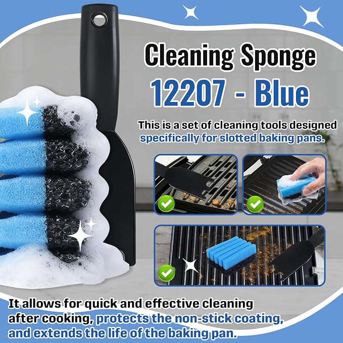 4 Pcs Grill Sponge + 1 Pcs Grill Scraper – Cleaning Sponge 12207 and Grill Scraper – Compatible with George Foreman Grill – for Indoor & Outdoor Grills with Grooves and Sandwich Makers