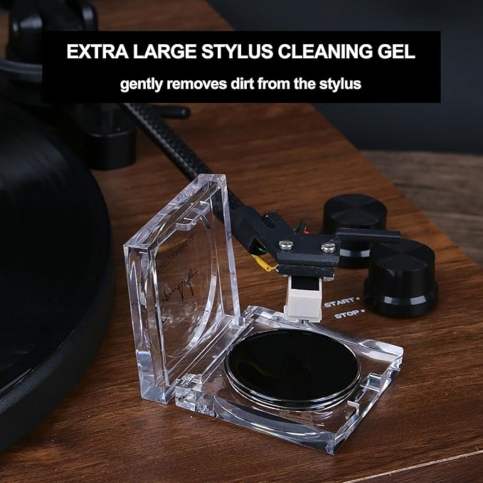 SpinArt Vinyl Record Cleaner Vinyl Record Cleaning Kit 8-in-1,Includes Soft Velvet & Microfiber Brushes, LP Cleaning Solution, Turntable Stylus Gel, Microfiber Cloth, Label Protector & Storage Box