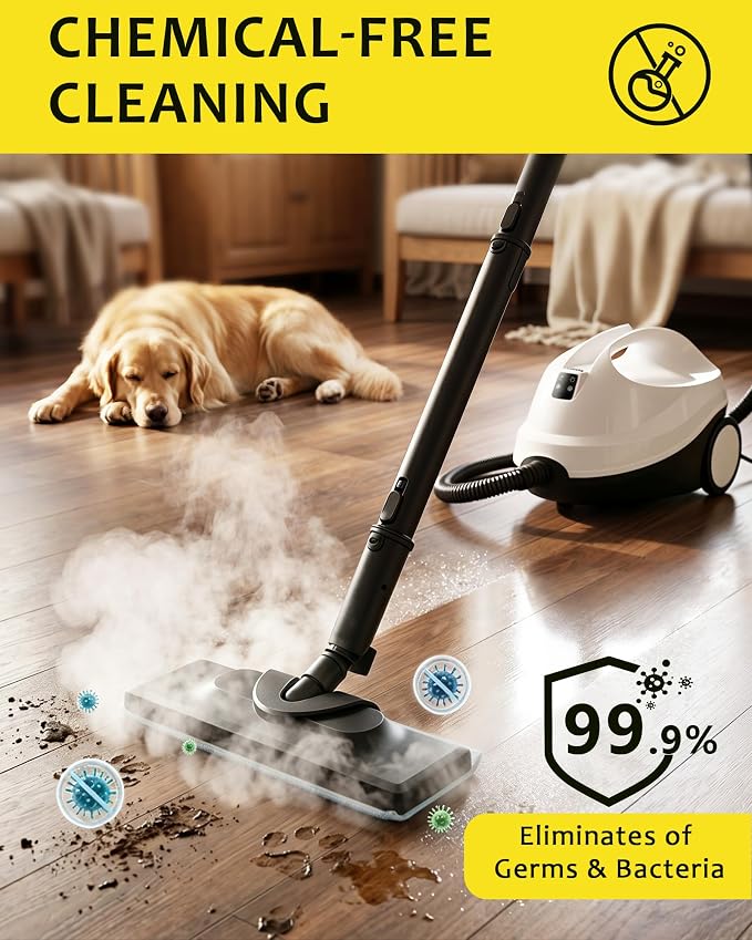 Steam Cleaner, Steamer Mop Cleaning For Home With 20 Accessories | High Temperature 248°F 120°C, Safety Lock, Floor, Window, Oven, Grout, Sealed Tile, Upholstered Furniture, Kitchen, Bathroom