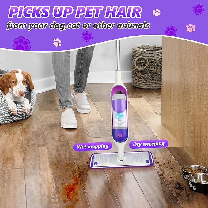 Wet Dry Hardwood Floor Mops with 9 Washable Reusable Pads for Swiffer Powermop