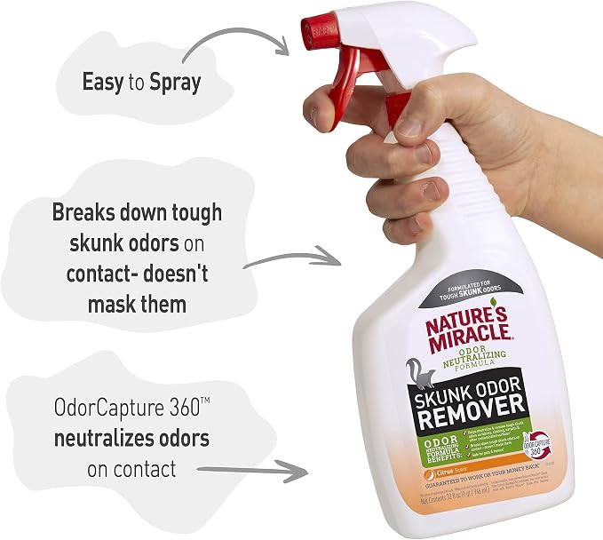 Nature's Miracle Skunk Odor Remover, Removes Skunk Odors On Fabrics, Clothing, Carpets And Other Surfaces, 32 Fluid Ounces (Pack of 2)