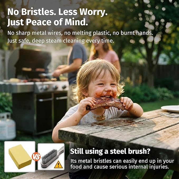 East Oak Grill Brush Bristle Free,BBQ Replaceable Cleaning Head, Unique Seamless-Fit Scraper Tool