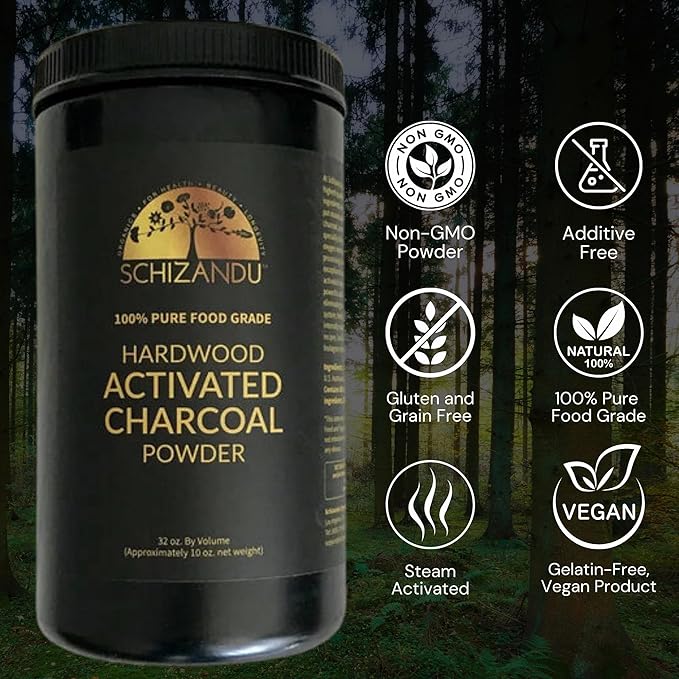 Schizandu Activated Hardwood Charcoal Powder | Supports Skin, Body, Oral Health, Teeth Whitening
