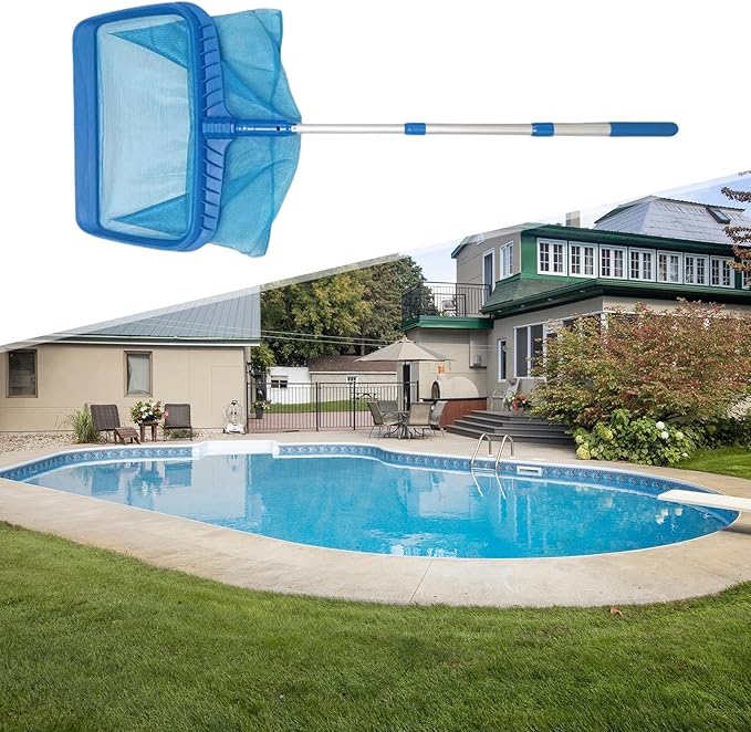 Fishing Net Swimming Pool Cleaning Netting Patio Fine Mesh Yard Pool Skimmer Net for Above Ground Inground Pool Pool Pond SPA, 117cm/977 (Color : Blue, Size : 117cm)
