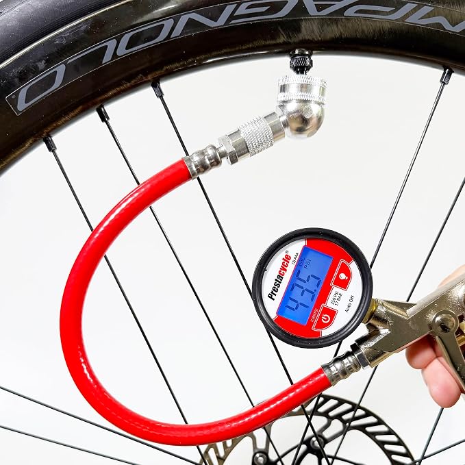 Prestaflator Bike Tire Inflator, Presta & Schrader Valve Air Compressor Tool – Works with Tubeless & Standard Tires – Bike & Car Air Compressor Tire Inflator for MTB & Road Bikes
