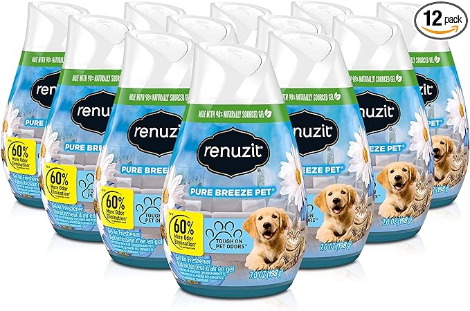 Renuzit Gel Air Freshener, Pure Breeze, 3 Pack, 4 Count, 12 Total Air Fresheners