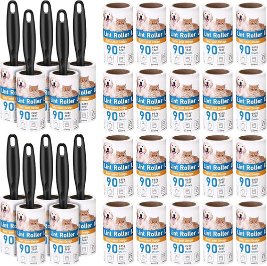 FoldTier 2700 Sheets Lint Rollers for Pet Hair Extra Sticky Portable Lint Remover Brush Roller with 10 Handles 30 Refills Pet Hair Remover for Couch, Clothes Furniture and Carpet Dog Cat